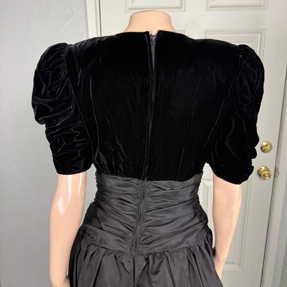 Vintage 70s Zum Zum Party Dress 7/8 Formal Prom Evening Taffeta Velvet V3-3 - Picture 5 of 10